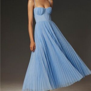 Anthropologie Hutch Amara Corset Pleated Tulle Fit & Flare Midi Dress